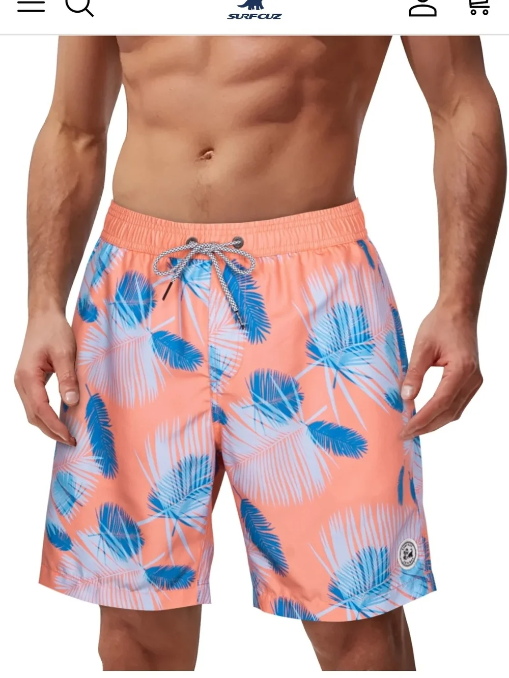 SurfCruz Coral Palm-Print Men’s Swim Board Shorts